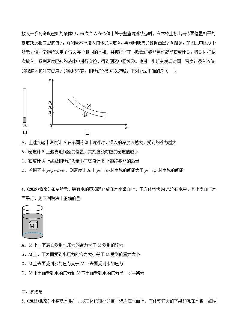 专题07 浮力-5年（2019-2023）中考1年模拟物理分项汇编（北京专用）（原卷版）第2页
