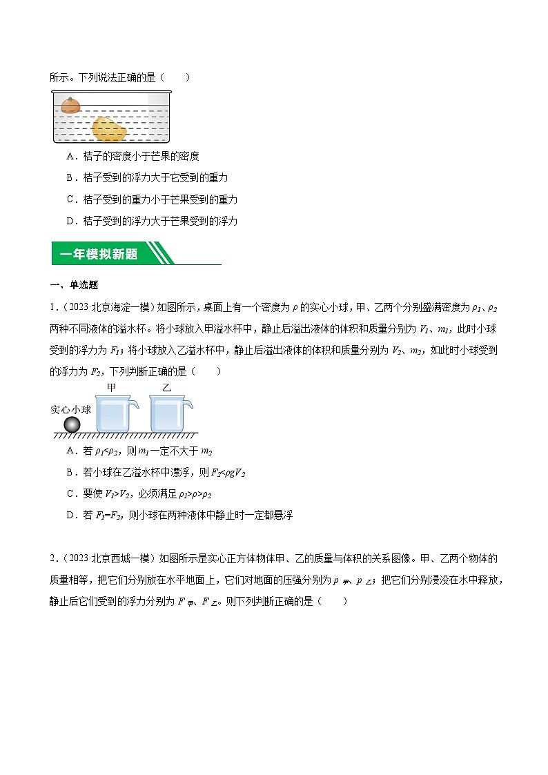 专题07 浮力-5年（2019-2023）中考1年模拟物理分项汇编（北京专用）（原卷版）第3页