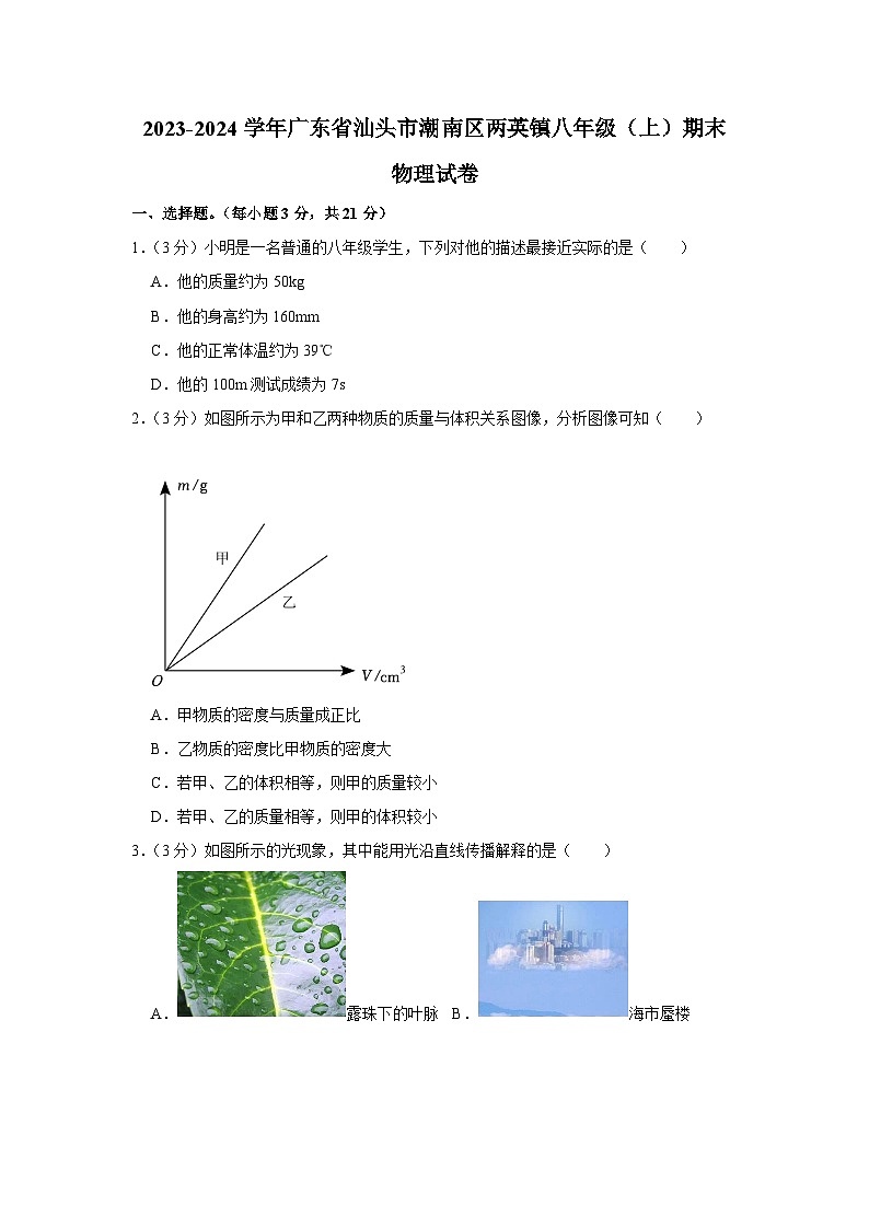 广东省汕头市潮南区两英镇2023-2024学年八年级上学期期末物理试卷01