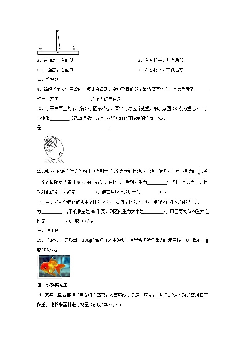 2023_2024学年人教版物理八年级下册7.3+重力+同步练习（含答案）第2页