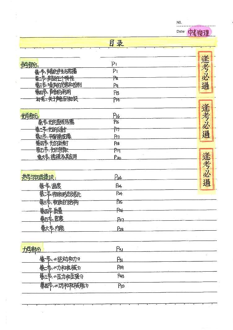 【2024初中】中考物理状元笔记（142页）学案03