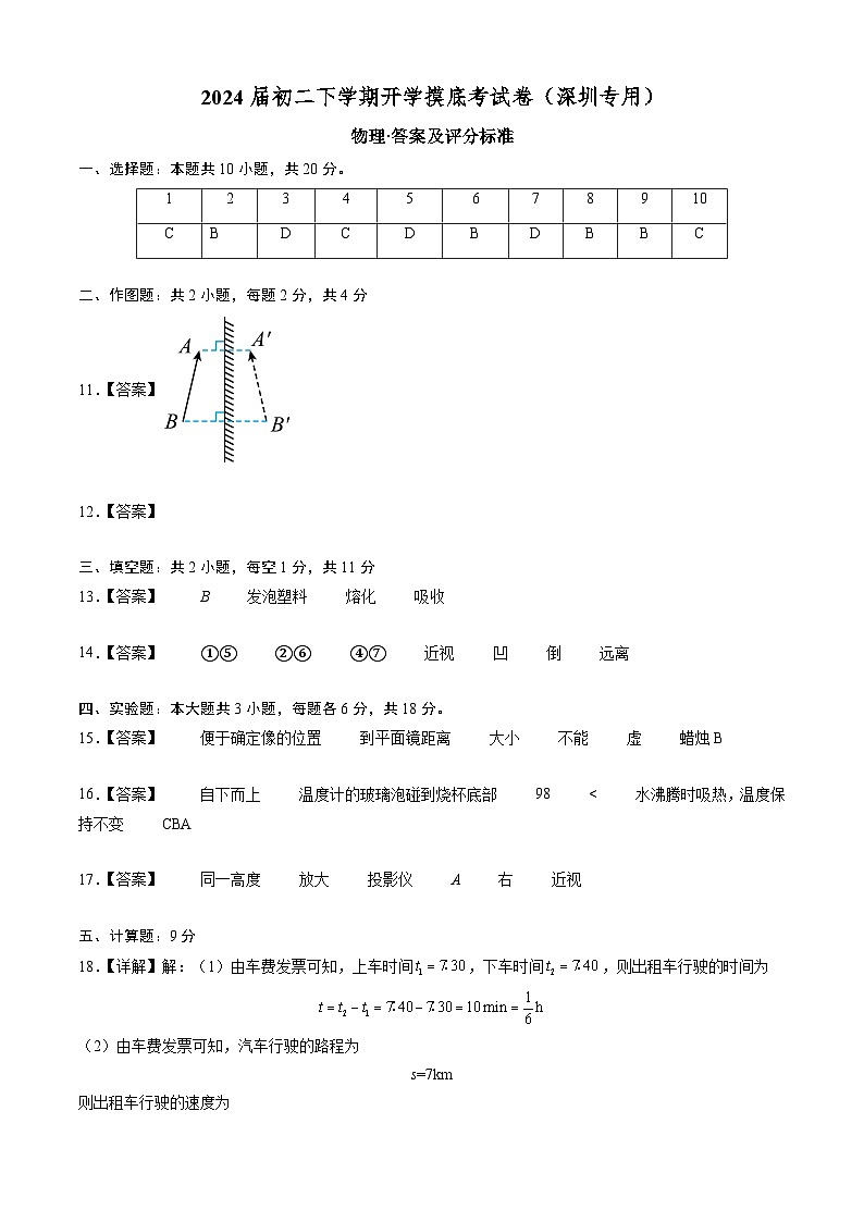 【开学摸底考】八年级物理（深圳专用）-2023-2024学年初中下学期开学摸底考试卷.zip01