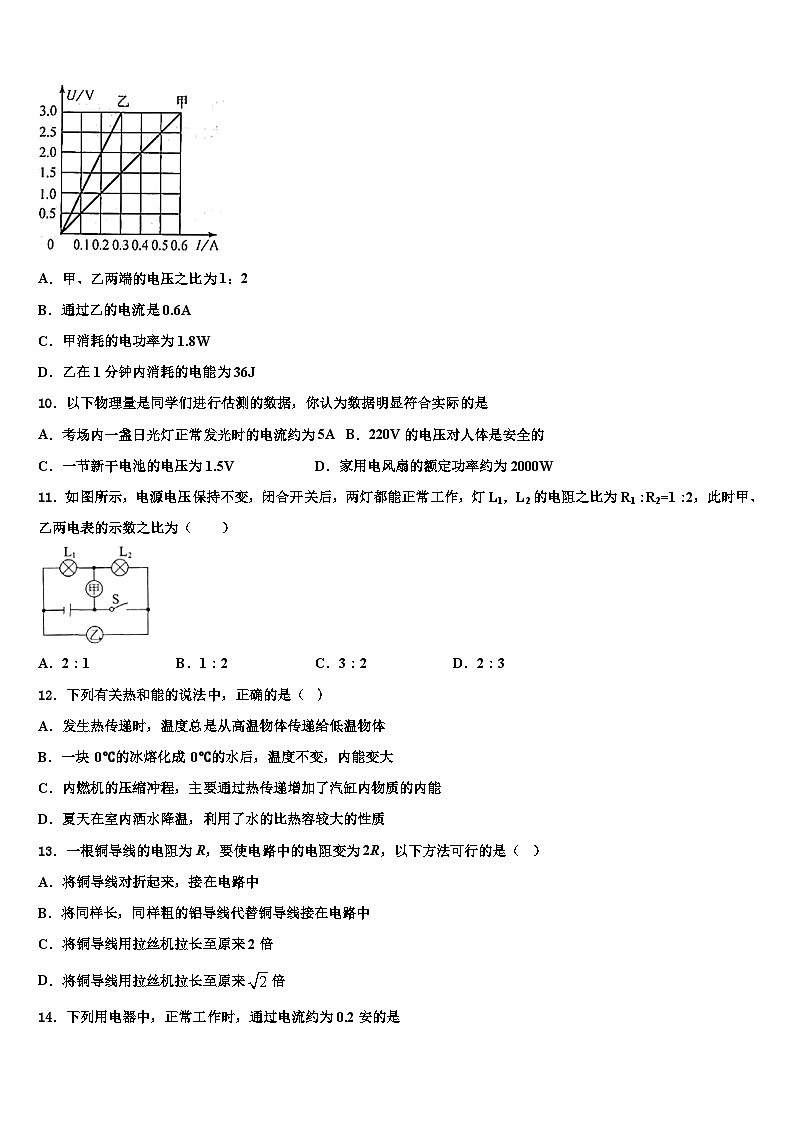 天津市2024年寒假九年级物理提升检测试题第3页