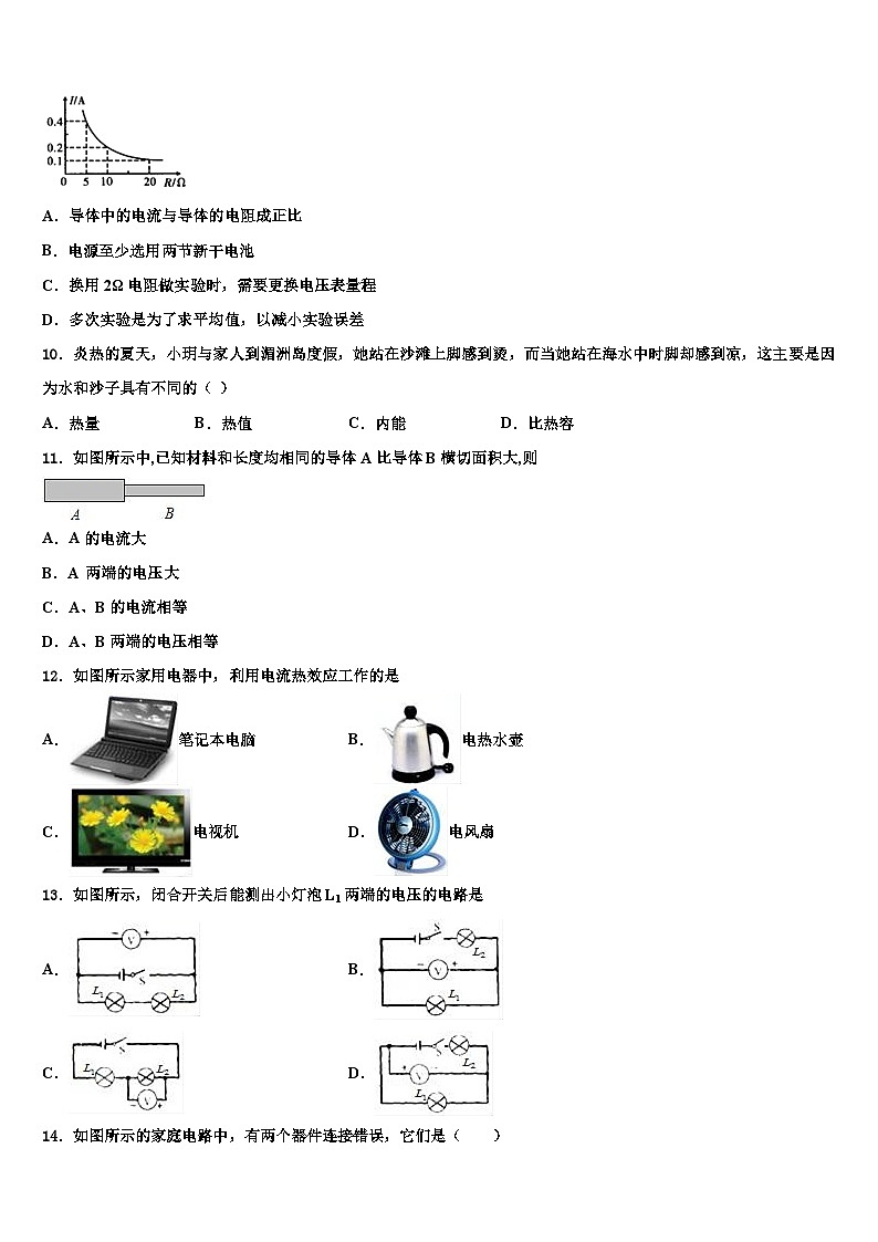 2024年天津市寒假重点中学九年级物理巩固性测试试题第3页