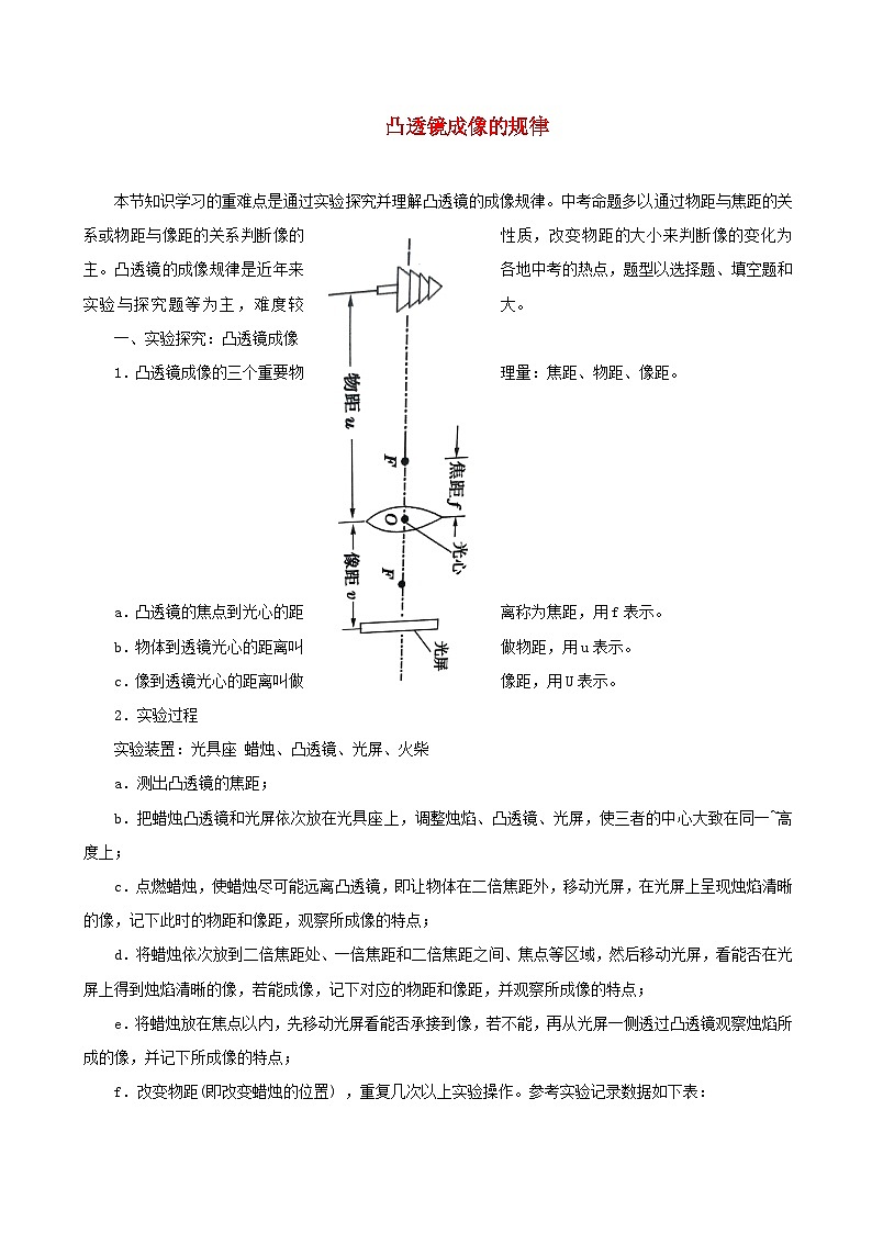 八年级物理上册5.3凸透镜成像的规律习题含解析新版新人教版01