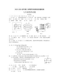 广东省惠东县2023-2024学年下学期九年级物理开学县统考试卷(1)