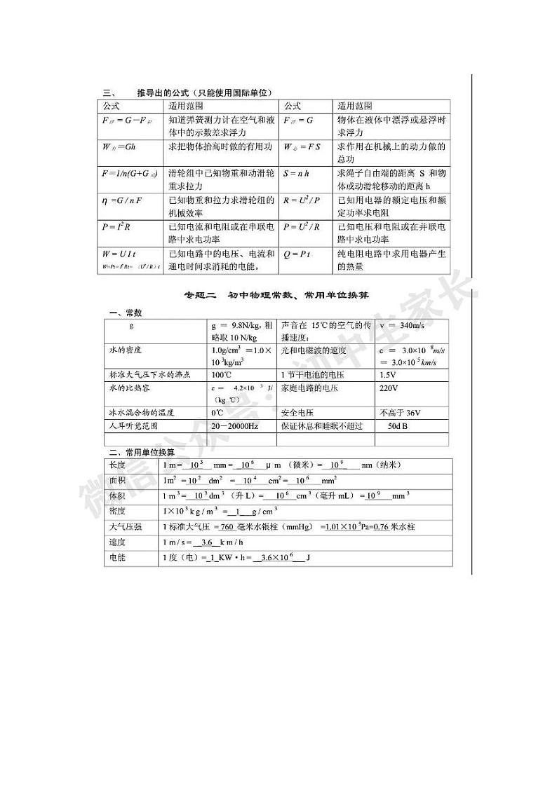 2022中考”物理公式+常考点“学案第2页