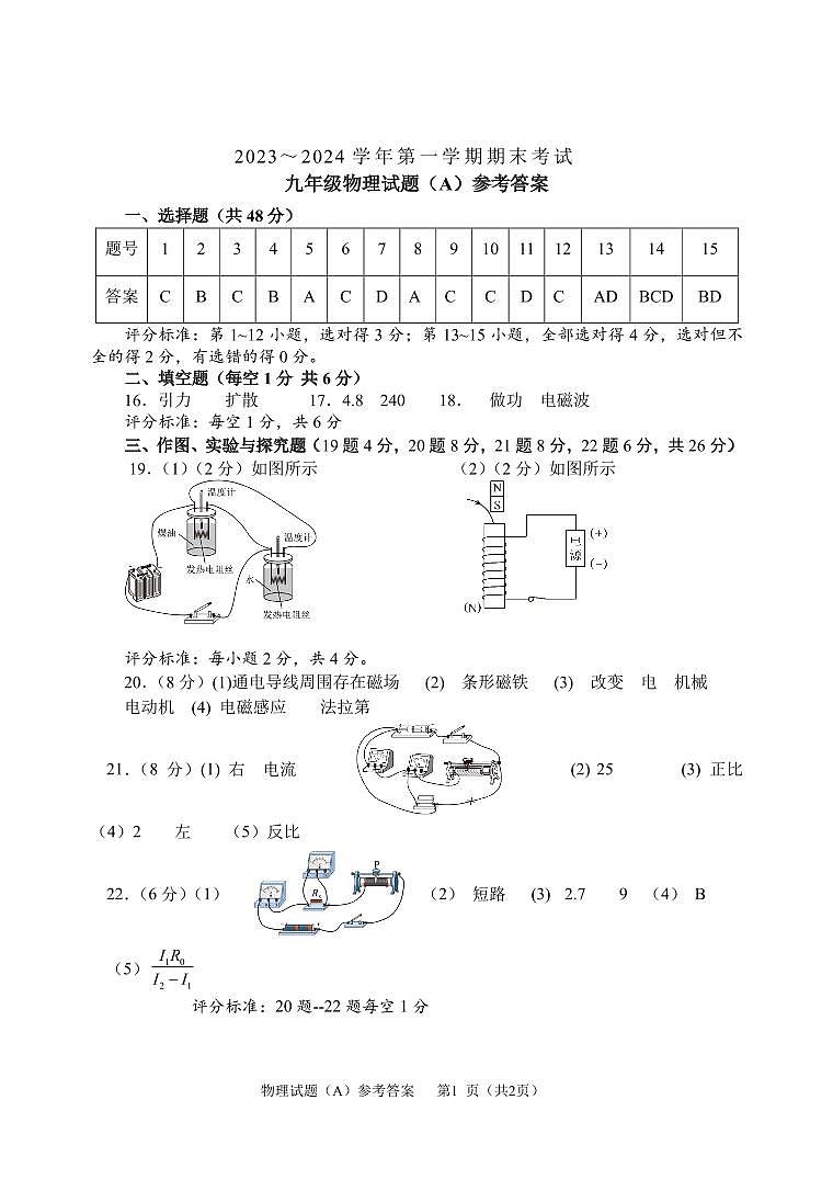 18，山东省滨州市滨城区2023-2024学年九年级上学期期末考试物理试题(1)01