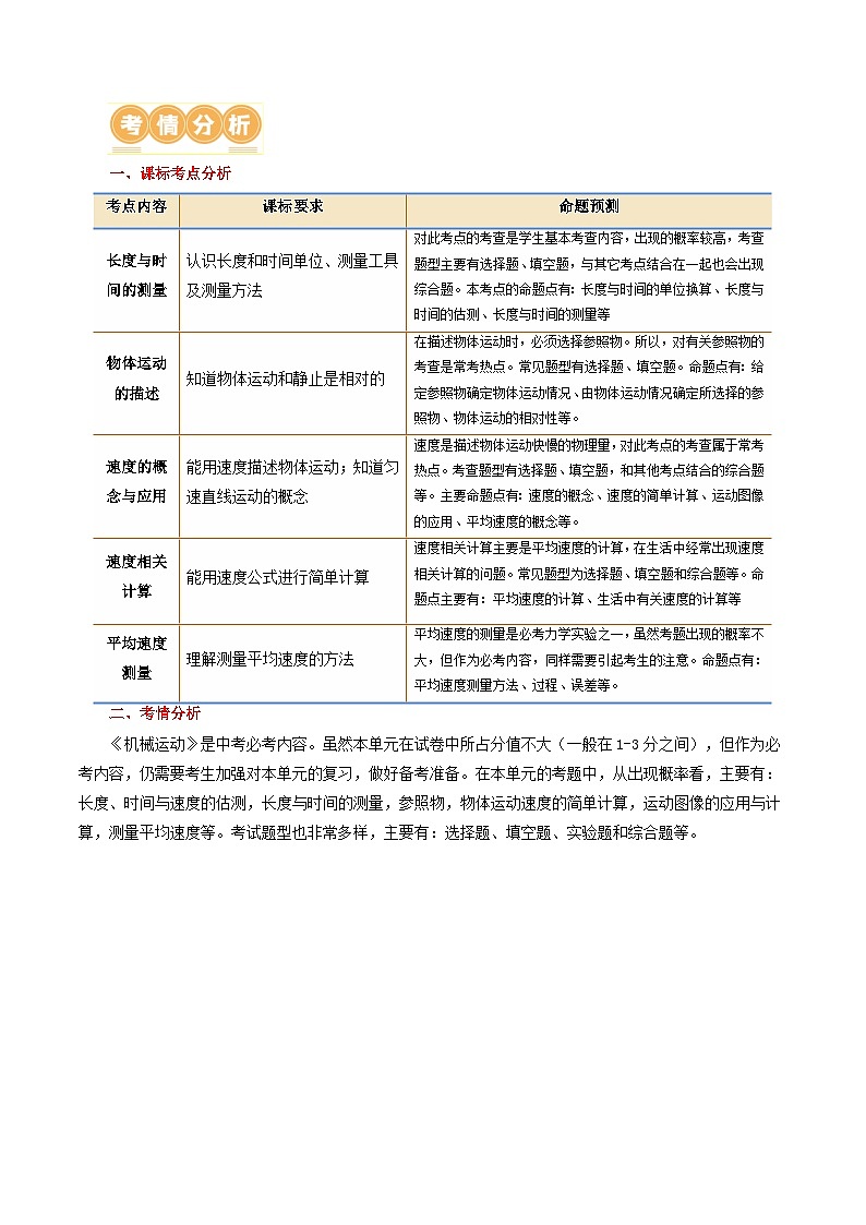 2024年中考物理一轮复习 专题06  机械运动（讲义） （全国通用）02