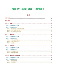 2024年中考物理一轮复习 专题10  压强（4考点+10考向）（讲义） （全国通用）