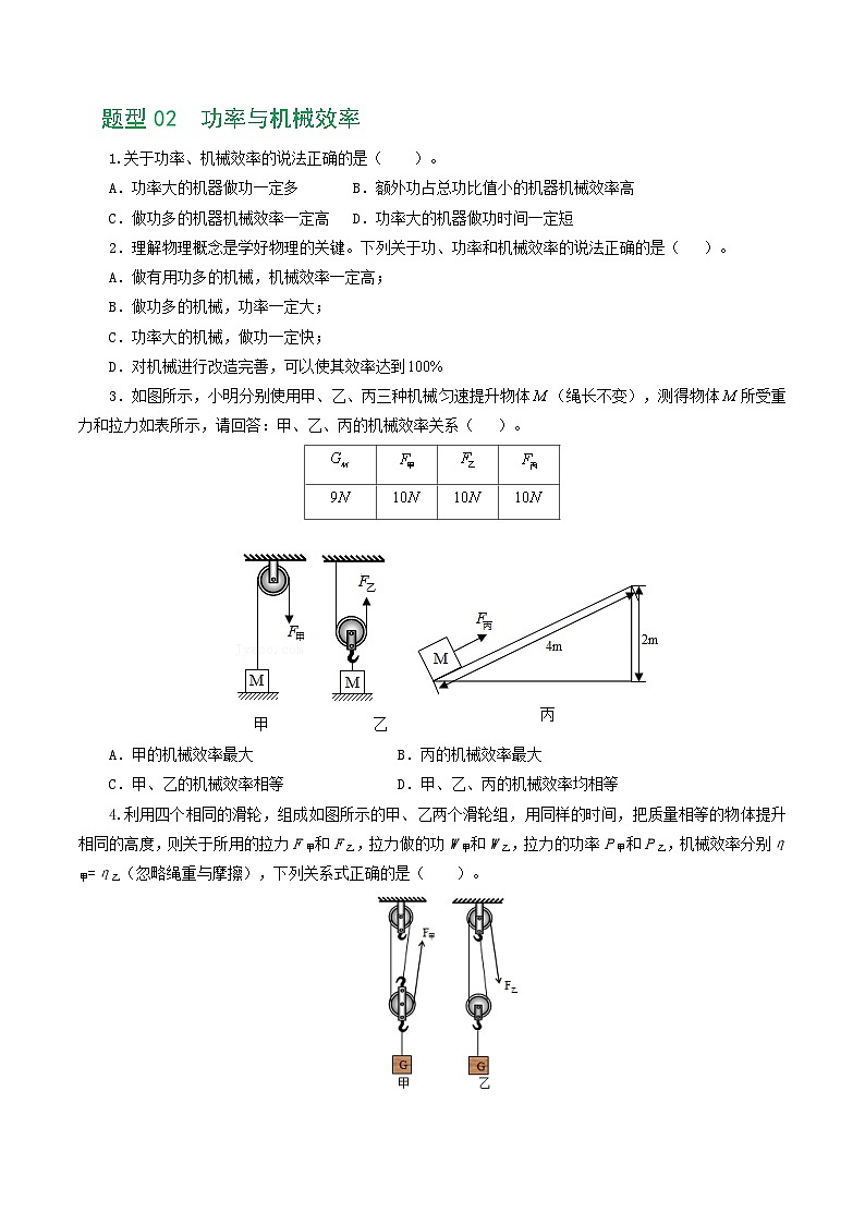 专题14  机械效率（6题型）（练习）（原卷版）第3页