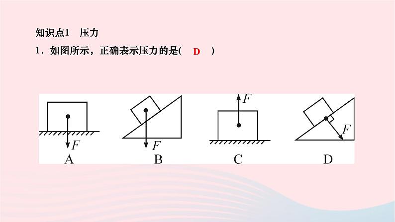 2024八年级物理下册第九章压强第1节压强第1课时压力和压强作业课件新版新人教版第6页