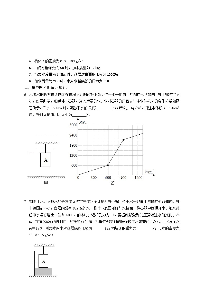 专题24浮力轻杆加水放水题型（知识点复习+例题讲解+过关练习）-备战2023年中考物理一轮复习考点帮 （原卷版）第3页