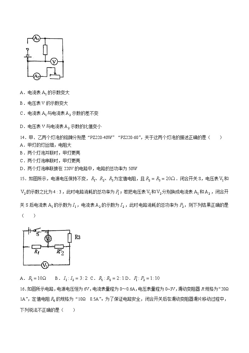 河北省石家庄市河北国际学校教育集团2023-2024学年九年级下学期开学考试物理试题第3页