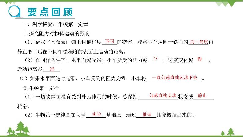 沪科版物理八年级下册 第七章力与运动章末复习课课件第2页