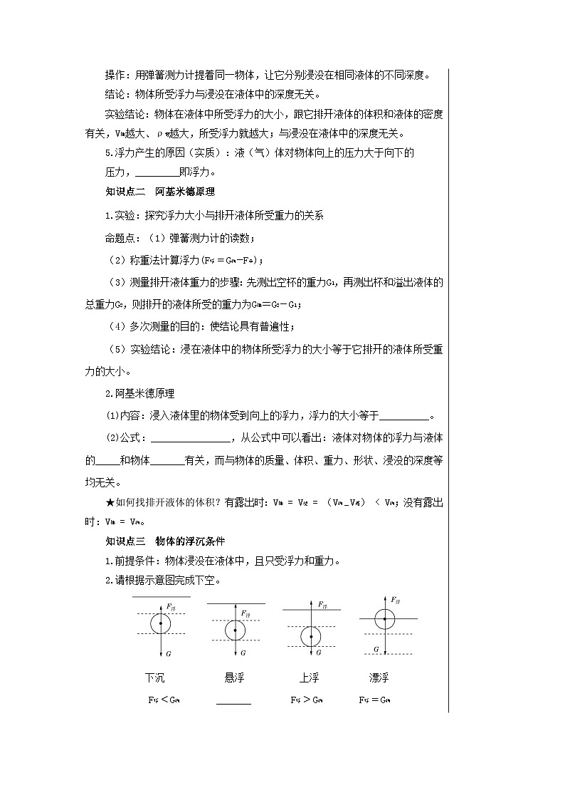 沪科版物理八年级下册 第九章复习课教案02