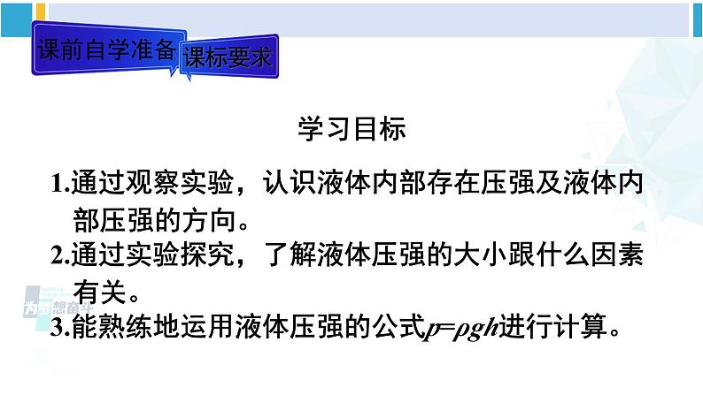 人教版八年级物理下册 第九章 压强 第一课时 液体压强的特点及大小（课件）第2页