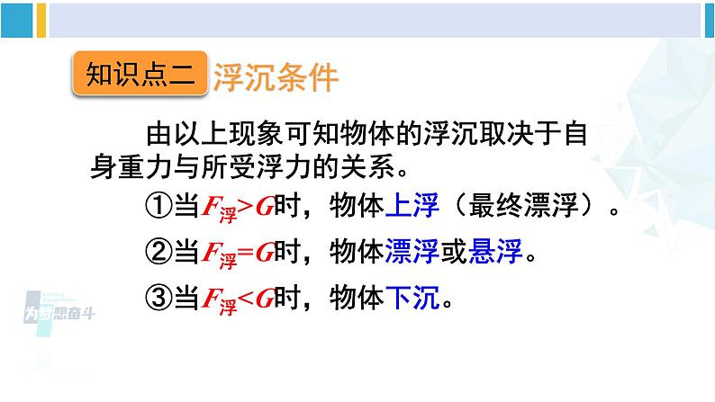 人教版八年级物理下册 第十章 浮力 第一课时 物体的浮沉条件（课件）第8页