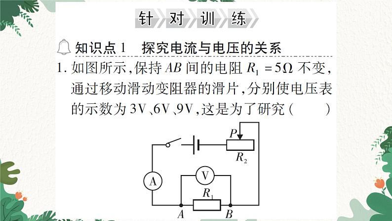 课时1  探究电流与电压和电阻的关系第3页