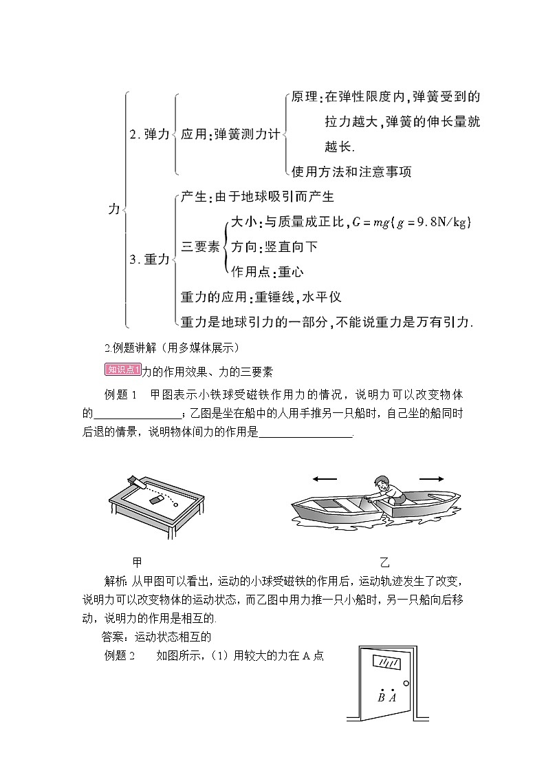 人教版八年级下册物理第七章本章复习和总结（教案）03