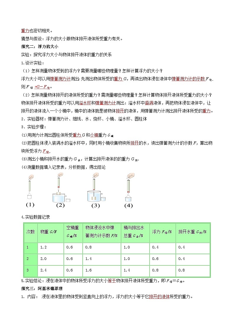 人教版八年级下册物理10.2阿基米德原理（导学案）（解析版）第2页