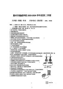 广东省惠州市德威中学2023-2024学年下学期九年级物理开学考试卷