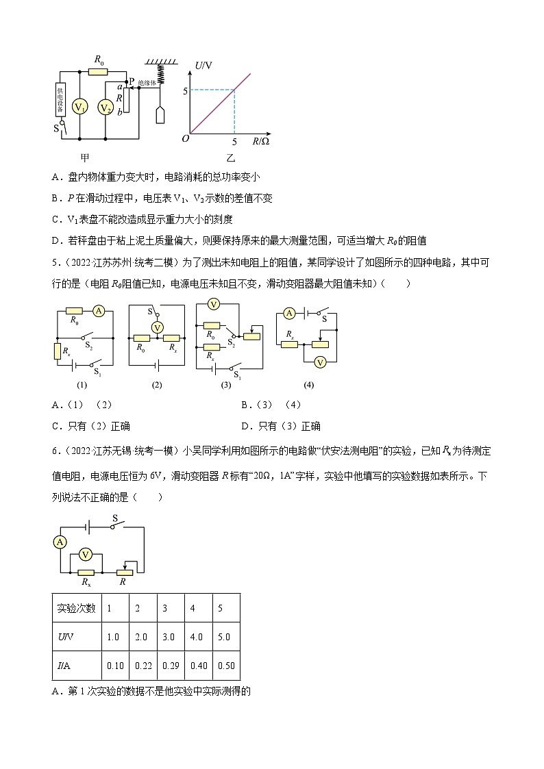 2023年江苏省中考物理一轮复习17 欧姆定律 练习题第2页