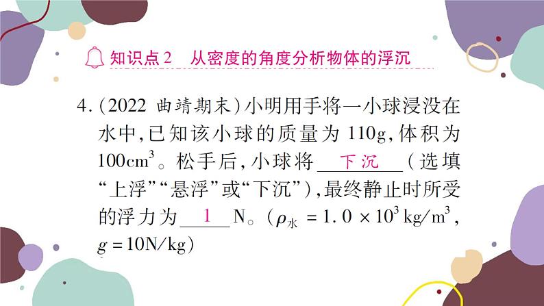 课时1  物体的浮沉条件第8页