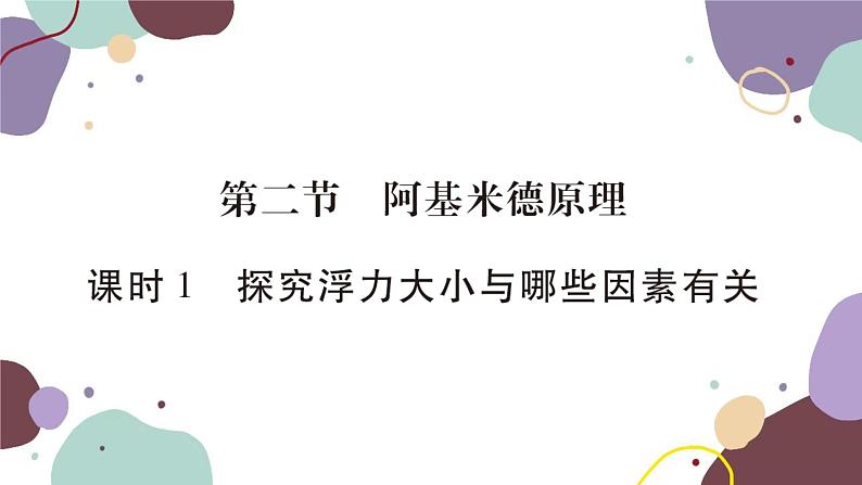 第二节 阿基米德原理 课时1  探究浮力大小与哪些因素有关第1页