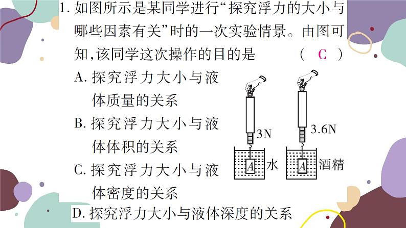 第二节 阿基米德原理 课时1  探究浮力大小与哪些因素有关第4页