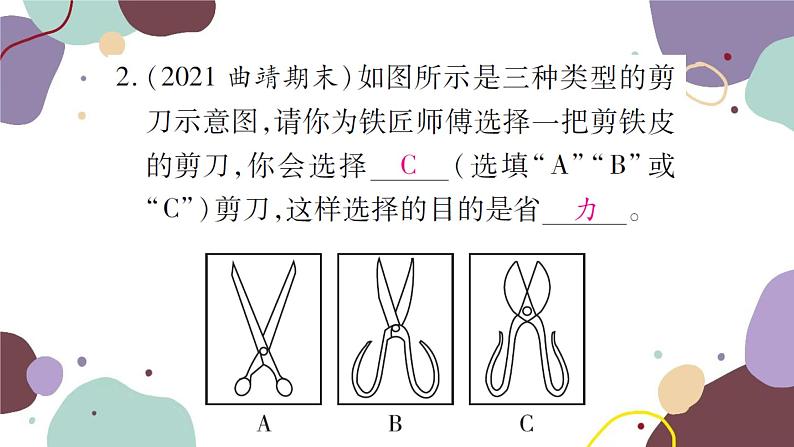 课时2  杠杆的分类及应用第7页