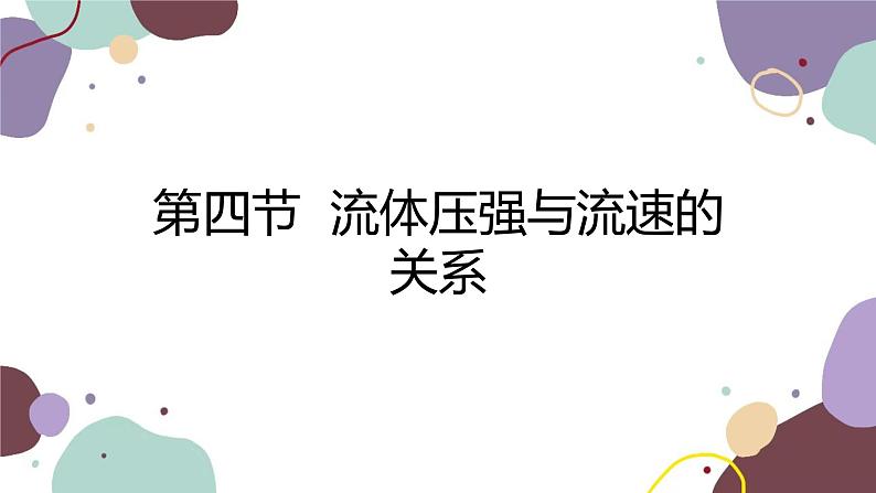 沪科版物理八年级下册 第八章第四节 流体压强与流速的关系课件01