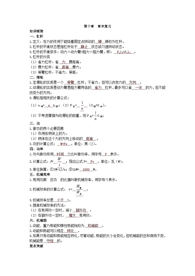 沪科版物理八年级下册 第十章第十章 章末复习习题第1页