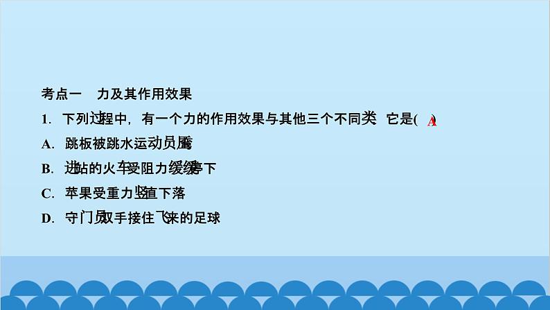 人教版物理八年级下册 第七章 力 第七章复习训练 课件第2页