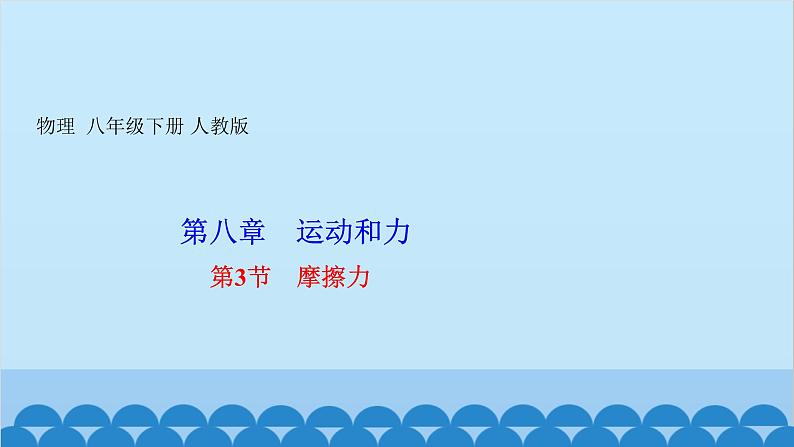 人教版物理八年级下册 第八章　运动和力 第三节　摩擦力 课件第1页