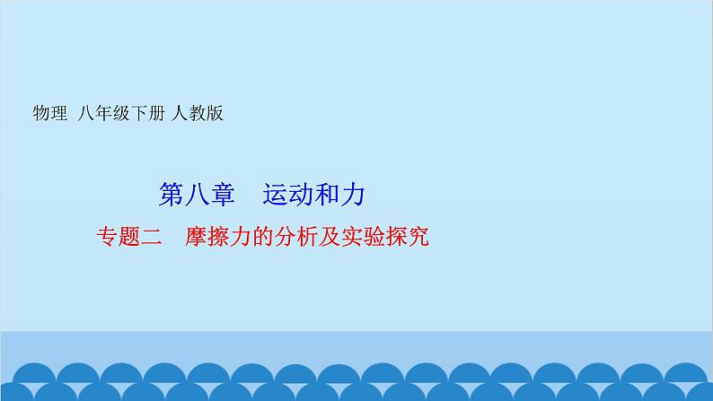 人教版物理八年级下册 第八章　运动和力 专题二　摩擦力的分析及实验探究 课件第1页