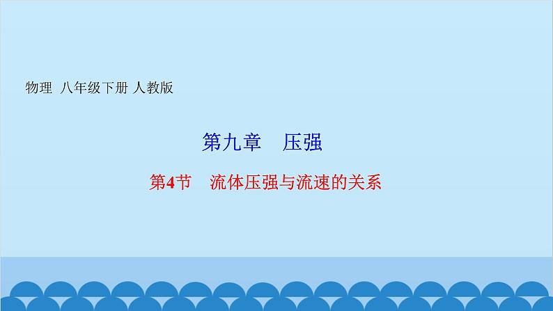 人教版物理八年级下册 第九章 压强 第四节　流体压强与流速的关系 课件第1页