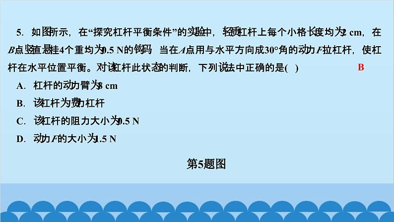 人教版物理八年级下册 第十二章　简单机械 阶段检测(第1～2节) 课件05