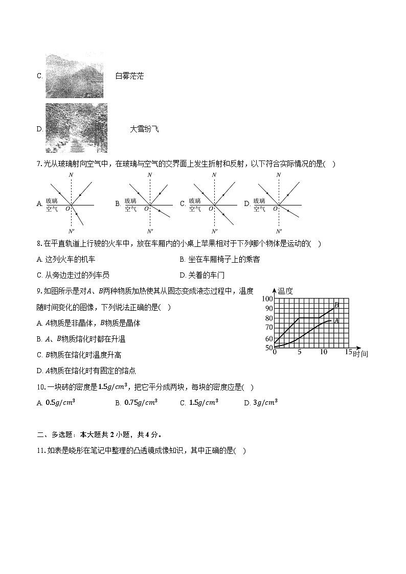 2023-2024学年黑龙江省哈尔滨市通河县八年级（上）期末物理试卷（含解析）03