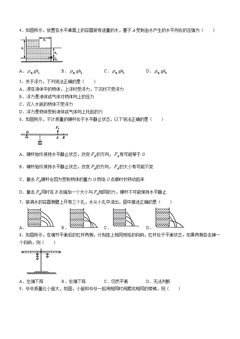 甘肃省定西市岷县西寨九年制学校2022-2023学年八年级下学期6月月考物理试题第2页
