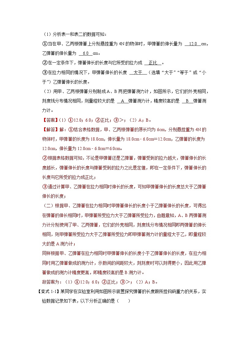 专题03  弹力与重力相关实验训练-2023-2024学年八年级下册物理阶段性专题复习及模拟测试（苏科版）03