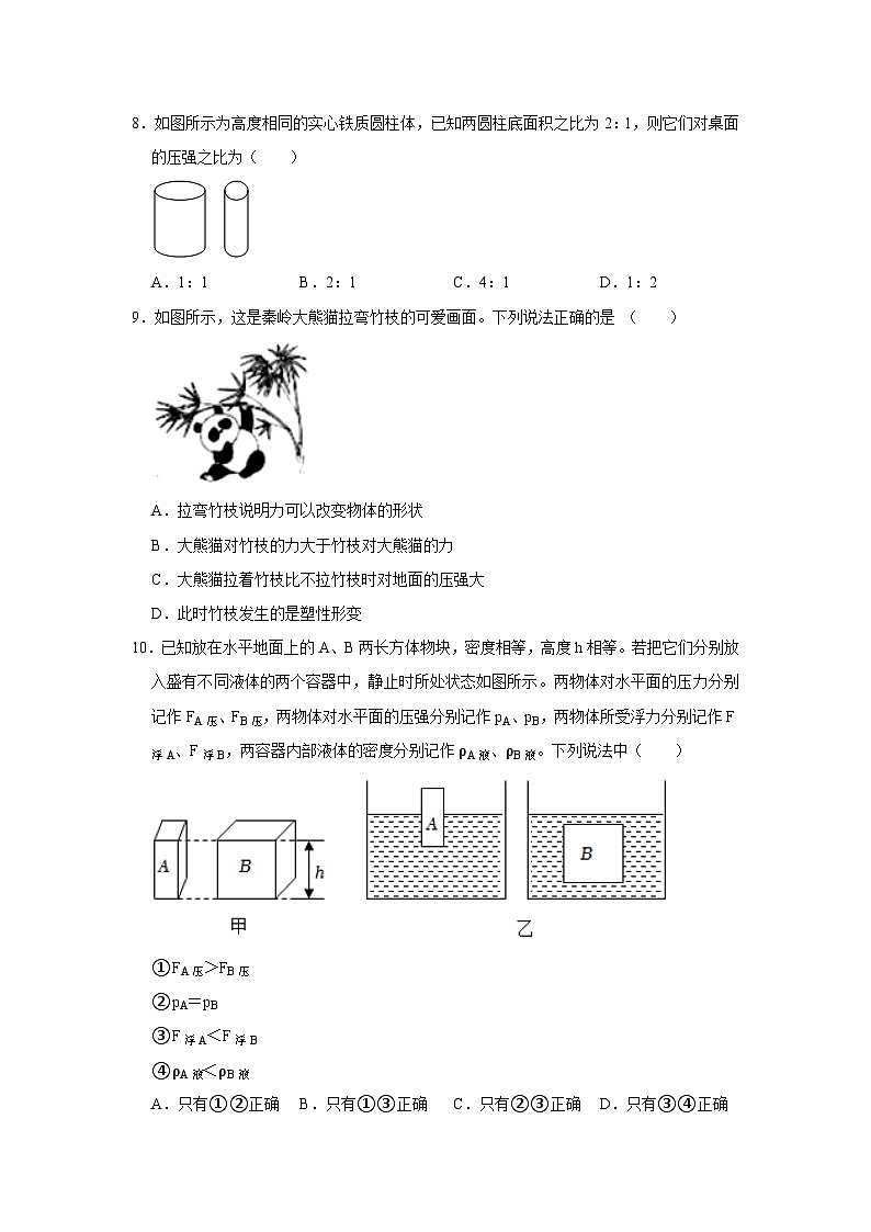 八年级下册物理期末考试模拟测试02（原卷版）第3页