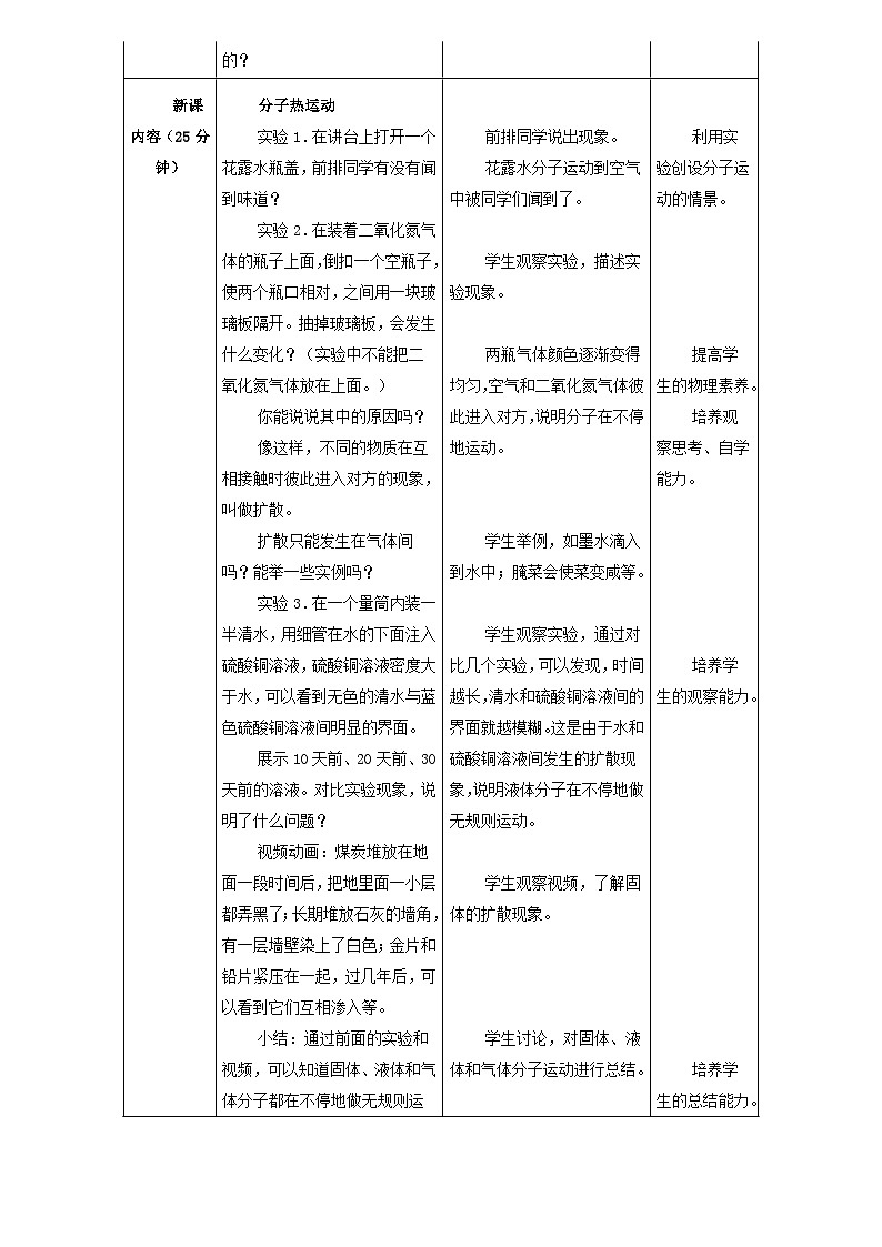 鲁教版（五四制）物理九年级下册 第十九章 第二节 分子热运动(2)教案第2页