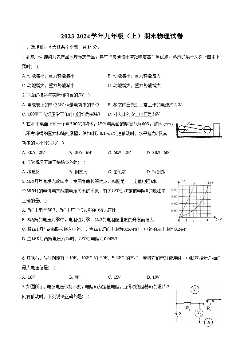 安徽省淮南市第二十六中学2023-2024学年九年级上学期期末物理试卷01
