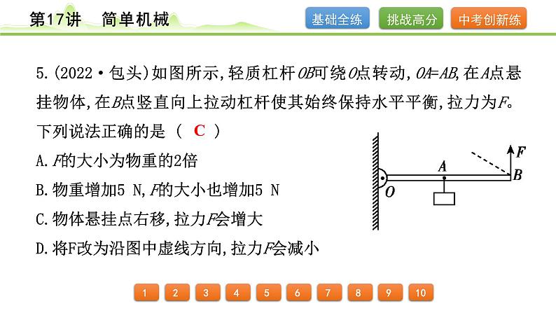 2024年中考物理专题复习课件---第17讲  简单机械第6页