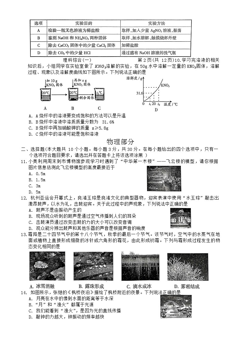 21，2024年山西省长治市潞州区长治市郊区大辛庄中学九年级中考模拟预测物理.化学试题第3页