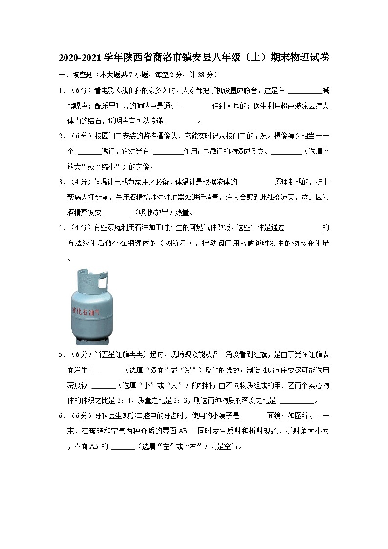 2020-2021学年陕西省商洛市镇安县八年级（上）期末物理试卷第1页