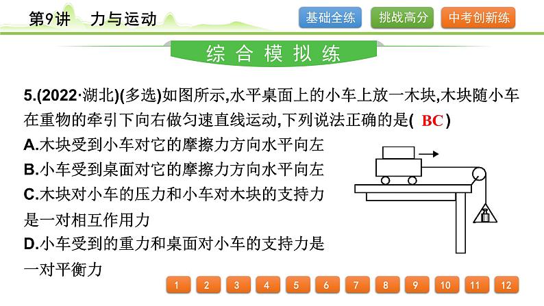 2024年中考物理精练课件---第9讲 力与运动第6页