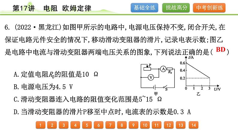 2024年中考物理精练课件---第17讲  电阻 欧姆定律第7页