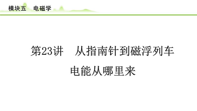 2024年中考物理精练课件---第23讲  从指南针到磁浮列车 电能从哪里来第1页